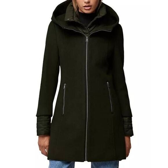 Soia & Kyo Rooney Hooded Mixed Media Coat M - Picture 3 of 11